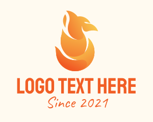 Flaming - Orange Fire Phoenix logo design