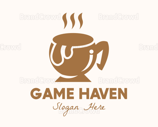 Brown Hot Coffee Logo