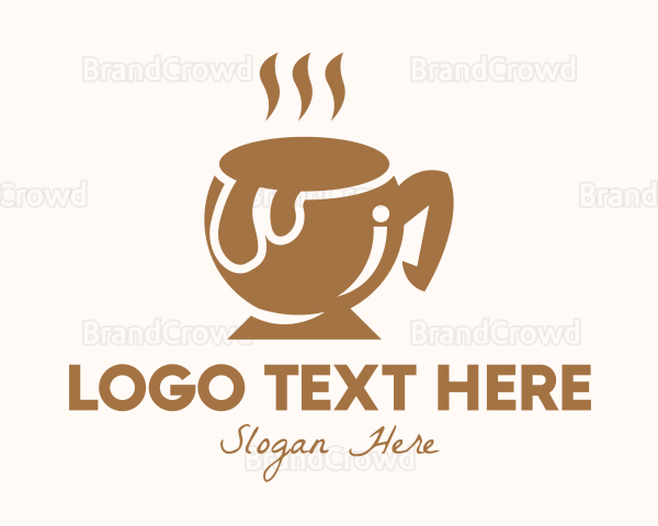 Brown Hot Coffee Logo