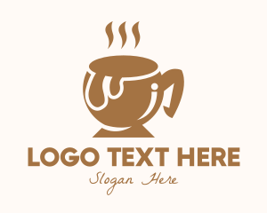 Caffeine - Brown Hot Coffee logo design