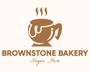 Brown Hot Coffee logo design