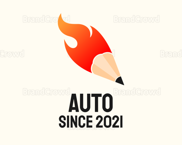 Flaming Writing Pencil Logo
