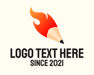 Drawing - Flaming Writing Pencil logo design