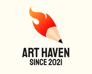 Flaming Writing Pencil logo design