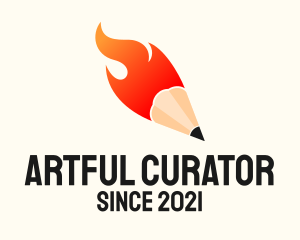 Flaming Writing Pencil logo design