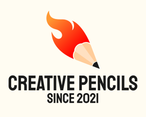 Flaming Writing Pencil logo design