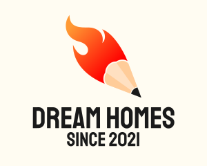 Ablaze - Flaming Writing Pencil logo design