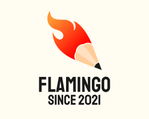Burning - Flaming Writing Pencil logo design