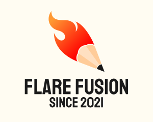 Flaming Writing Pencil logo design