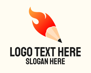 Flaming Writing Pencil Logo