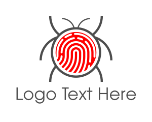 Biometric - Red Fingerprint Bug logo design