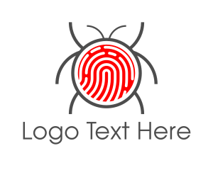 Thumb Print - Red Fingerprint Bug logo design