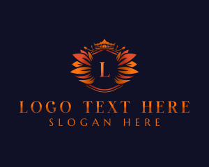 Gold - Elegant Leaves Crown logo design