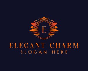 Elegant Leaves Crown logo design