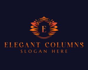 Elegant Leaves Crown logo design