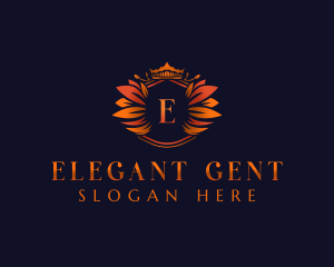 Elegant Leaves Crown logo design