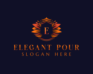 Elegant Leaves Crown logo design