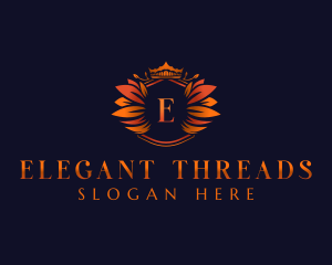 Elegant Leaves Crown logo design