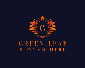 Elegant Leaves Crown logo design