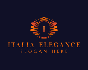 Elegant Leaves Crown logo design