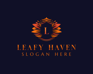 Elegant Leaves Crown logo design