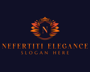 Elegant Leaves Crown logo design