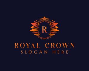 Elegant Leaves Crown logo design