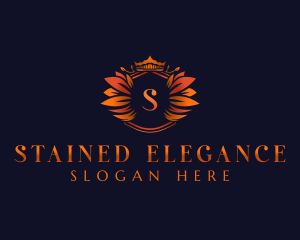 Elegant Leaves Crown logo design