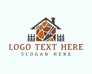Trowel - House Masonry Brick logo design