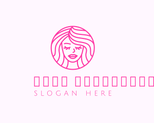 Pink Hair - Woman Beauty Hair logo design