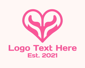 Flamingo - Lover Swan Heart logo design