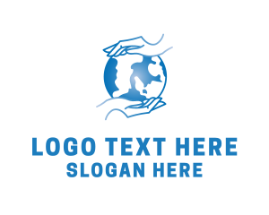 Globe - Blue Earth Care logo design
