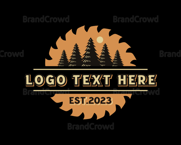 Saw Pine Tree Woodwork Logo