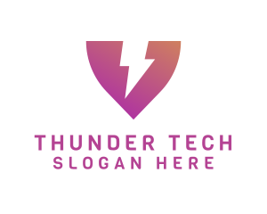 Thunder - Purple V Thunder logo design