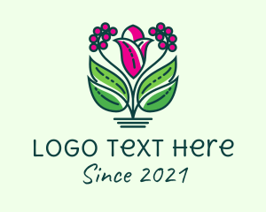 Tulip - Pink Tulip Berries logo design