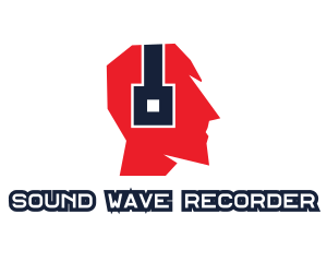 Recorder - Geometric Audio DJ Headphones logo design