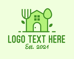 House - Leaf House Utensils logo design