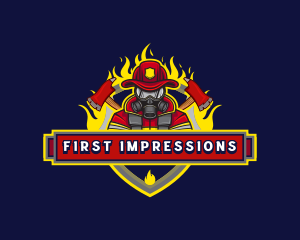 Firefighter Fire Axe logo design