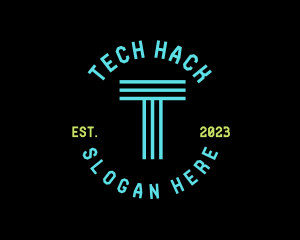 Cyber Neon Tech App logo design