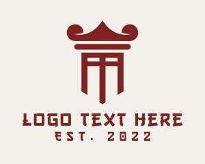 Temple - Oriental Torii Pillar logo design