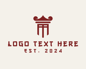 Temple - Oriental Torii Pillar logo design