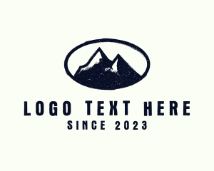 Trekking - Rustic Mountain Badge logo design