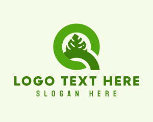 Vegan - Green Leaf Letter Q logo design