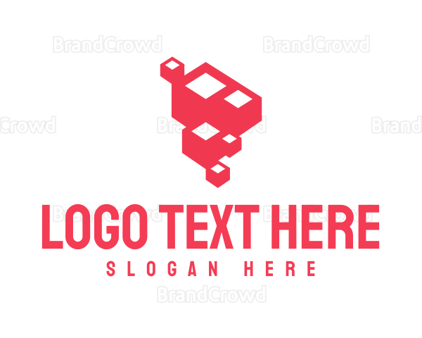 Abstract Red Cube Formation Logo