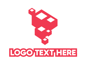 Geometric - Red Cube Formation logo design