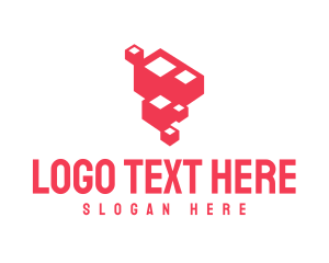 Cubes - Abstract Red Cube Formation logo design