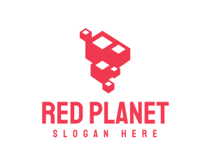 Abstract Red Cube Formation logo design