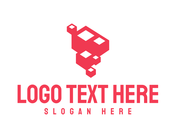 Boxes - Abstract Red Cube Formation logo design