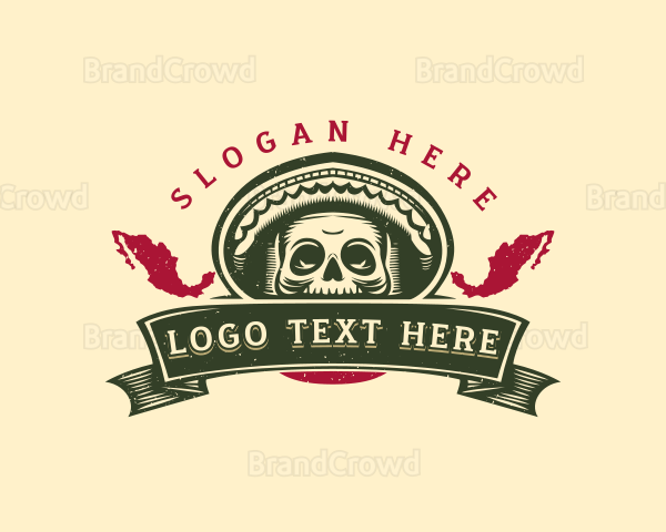 Mexican Skull Sombrero Logo