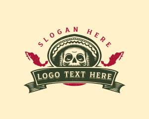 Symbolic - Mexican Skull Sombrero logo design